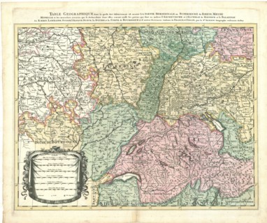 Map, Le cours de la rivière du Rhein depuis sa source jusques à son embouchure ou sont distingués
