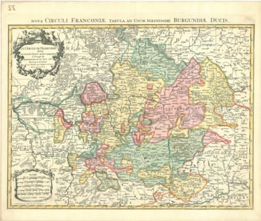 Map, Le cercle de Franconie, Hubert Jaillot (1632-1712), Copperplate print