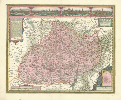 Map, Moraviae nova et post omnes priores accuratissima delineatio, Jan Amos Comenius (1592-1670),