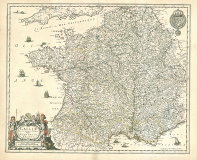 Map, Galliae, Copperplate print