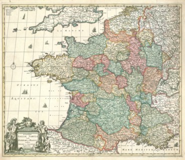 Map, Accuratissima Galliae tabula vulgo Royaume de France, Gerrit van Schagen (1677-1690 fl.),