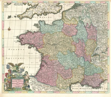 Map, Accuratissima Galliae tabula vulgo Royaume de France, Justus Danckerts (1635-1701),