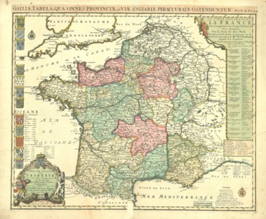 Map, La carte nouvelle de la France, ses conquetes, ses acquisitions, et ses bornes. Par la paix de