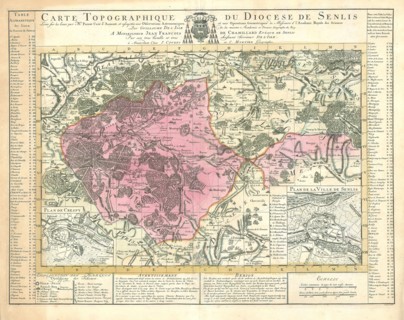 Map, Carte topographique du diocese de Senlis, Guillaume Delisle (1675-1726), Copperplate print