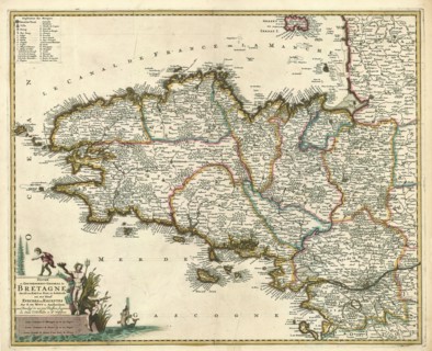 Map, Duché et gouvernement general de Bretagne divisé en haut et bas, et subdivisé en ses neuf