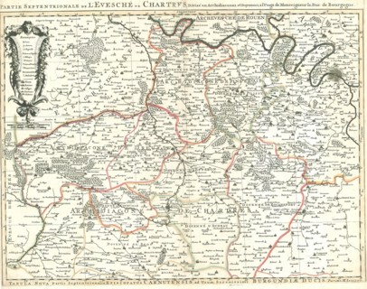 Map, Partie meridionale de l'Evesché de Chartres, Nicolas Sanson (1600-1667), Copperplate print