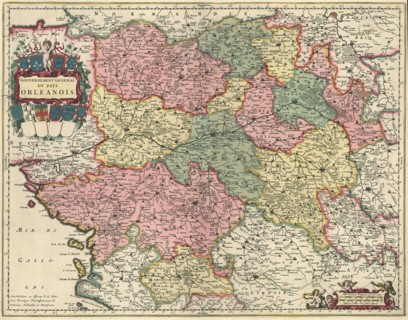 Map, Gouvernement general dv pays Orleanois, Copperplate print