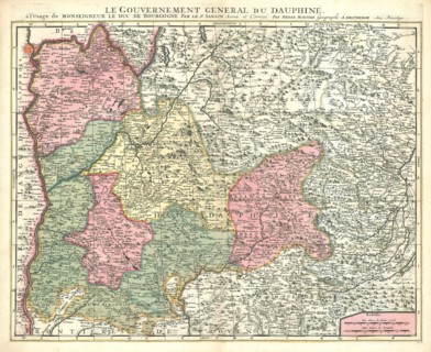 Map, Le gouvernement general du Dauphiné, Nicolas Sanson (1600-1667), Copperplate print