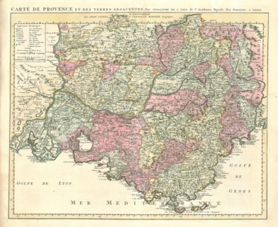 Map, Carte de Provence et des terres adjacentes, Guillaume Delisle (1675-1726), Copperplate print