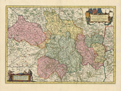 Map, Gouvernement general du Lyonnois, ou sont le Lyonnois, Auvergne, Bourbonnois, Beauiolois,