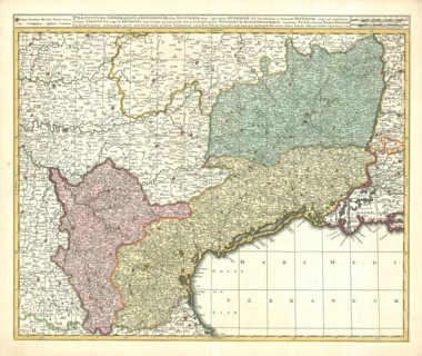 Map, Praefectura generalis Languedociae, olim Occitania dicta, Gerhard Valk (-1726), Copperplate