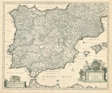 Map, Hispaniae et Portugalliae regna, Nicolaes Jansz. Visscher (1618-1679), Copperplate print