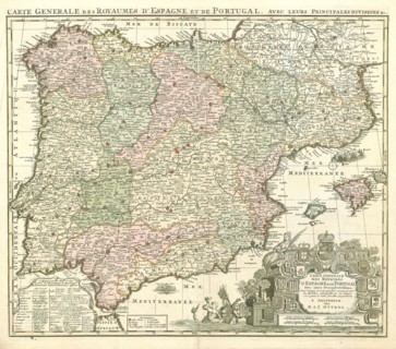 Map, Carte generale des royaumes d'Espagne & de Portugal avec leurs principales divisions &c.,