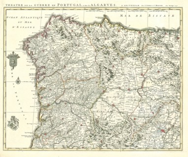Map, Theatre de la guerre en Espagne et en Portugal, Johannes Covens (1697-1774), Copperplate print