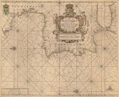 Map, Pas-caart van Hispangien, A. de Bree (1658 fl.), Copperplate print