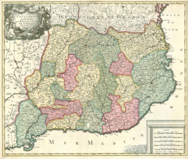 Map, Principauté de Catalogne ou sont compris les comtés de Roussillon et de Cerdagne diviseés en