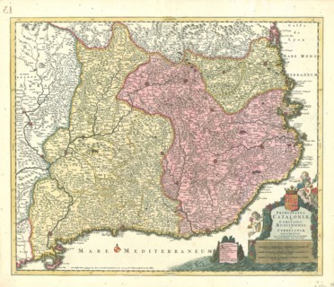 Map, Principatus Cataloniæ et comitatus Ruscinonis, et Cerretaniæ descriptio, Cornelis Danckerts II