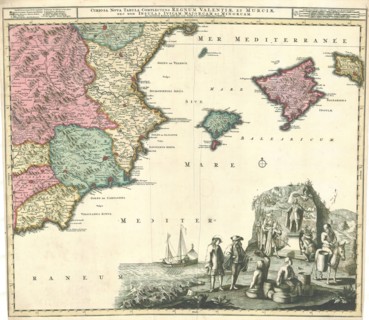 Map, Curiosa nova tabula complectens regnum Valentiæ et Murciæ, Copperplate print