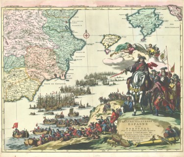 Map, Theatre de la guerre en Espagne &c., Copperplate print