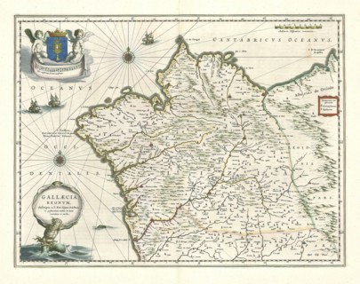 Map, Gallaecia, Regnvm, Hernando d'Ojea (-1615), Copperplate print