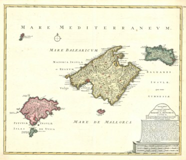 Map, Baleares seu Gymnesiae et Pityvsae insulae, dictae Maiorca, Minorca et Yvica, Reinier Ottens