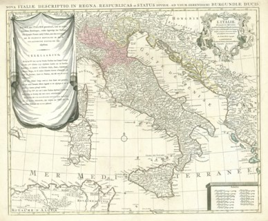Map, L'Italie, Guillaume Delisle (1675-1726), Copperplate print