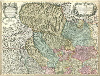Map, Carte du Piemont et du Monferrat, Guillaume Delisle (1675-1726), Copperplate print