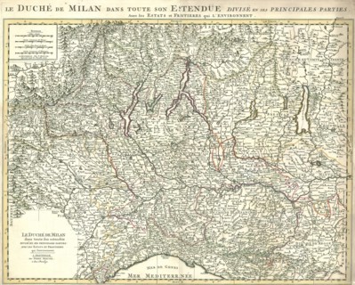 Map, Le Duché de Milan dans toute son estendüe, Pieter Mortier (1661-1711), Copperplate print