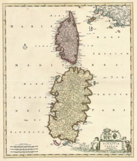 Map, Insularum Sardiniae et Corsicae descriptio, Frederick de Wit (1610-1698), Copperplate print