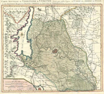 Map, Carte nouvelle du territoire de Verone, Guillaume Sanson (-1703), Copperplate print