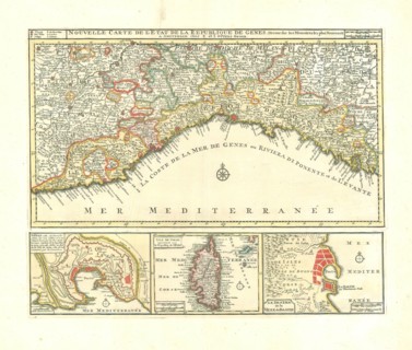 Map, Nouvelle carte de l'etat de la republica de Genes, Copperplate print