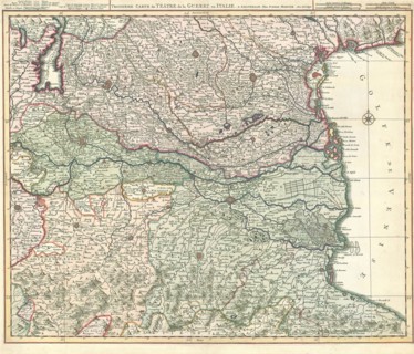 Map, Troisieme carte du téâtre de la guerre en Italie, Copperplate print