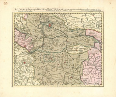 Map, Le cours du Po, dans le duché de Mantoue, Placide de Sainte Hélène (1648-1734), Copperplate