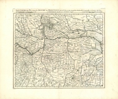Map, Le cours du Po, dans le duché de Mantoue, Placide de Sainte Hélène (1648-1734), Copperplate