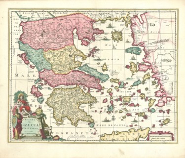 Map, Hellas seu Graecia universa, Johann Lauremberg (1590-1658), Copperplate print