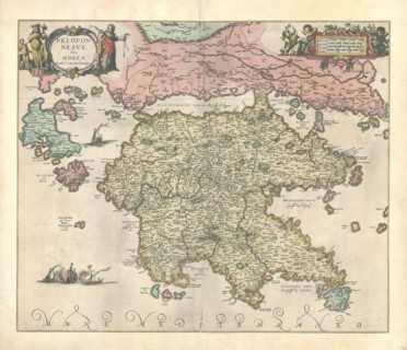 Map, Peloponnesvs sive Morea, Johann Lauremberg (1590-1658), Copperplate print