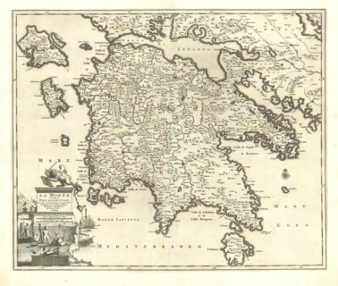 Map, Morée, autrefois le Peloponnese, Copperplate print