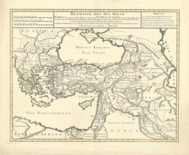Map, Retraite des dix mille, Guillaume Delisle (1675-1726), Copperplate print