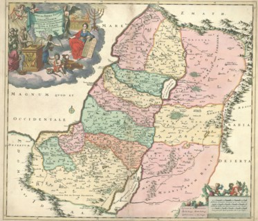 Map, Iudaea sive Terra Sancta quae Israelitarum in suas duodecim tribus destincta secretis ab