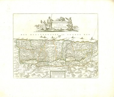 Map, Terre de Canaan, à present la Palestine, Copperplate print