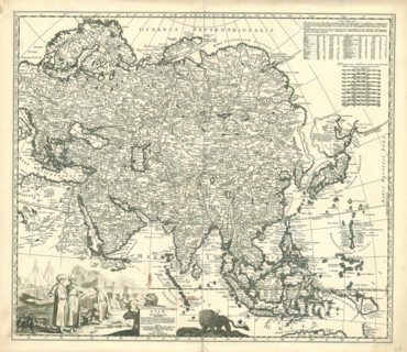 Map, Asiae in tabula geographica delineatio, Adam Friedrich Zürner (1680-1742), Copperplate print