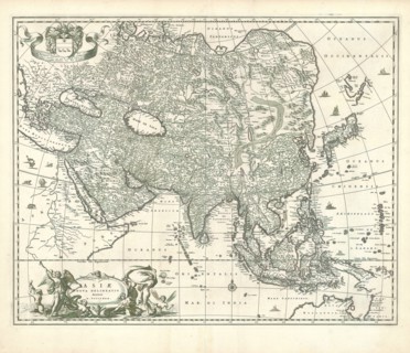 Map, Asiae nova delineatio, Nicolaes Jansz. Visscher (1649-1702), Copperplate print
