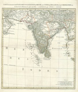 Map, Carte dune partie des Indes orientales, etats du Mogol les côtes de Malabar et de Coromandel