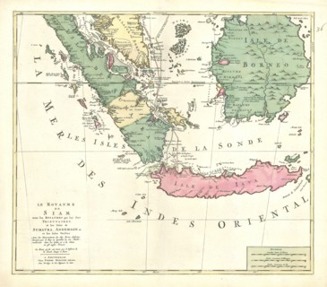 Map, Le royaume de Siam, Copperplate print