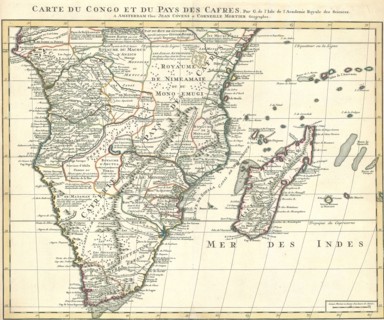 Map, Carte du Congo et du pays des cafres, Guillaume Delisle (1675-1726), Copperplate print