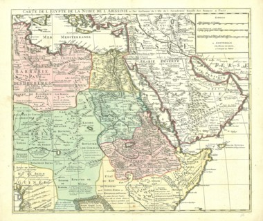 Map, Carte de l'Egypte de la Nubie de l'Abissinie &c., Guillaume Delisle (1675-1726), Copperplate