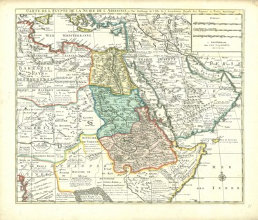 Map, Carte de l'Egypte de la Nubie de l'Abissinie &c., Guillaume Delisle (1675-1726), Copperplate