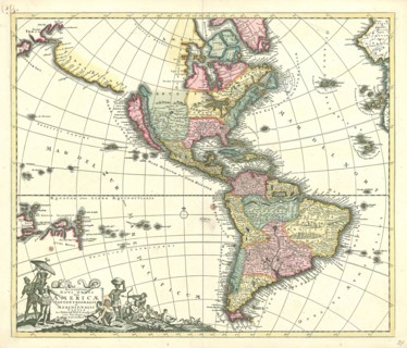 Map, Recentissima novi orbis, Frederick de Wit (1630-1706), Copperplate print