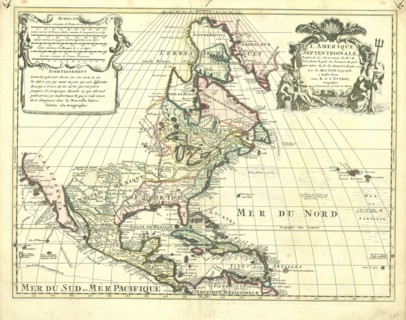 Map, L'Amerique septentrionale, Guillaume Delisle (1675-1726), Copperplate print