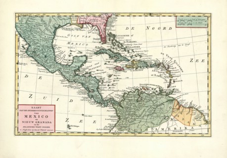 Map, Kaart van de onderkoningschappen van Mexico en Nieuw Granada in de Spaansche West-Indien,